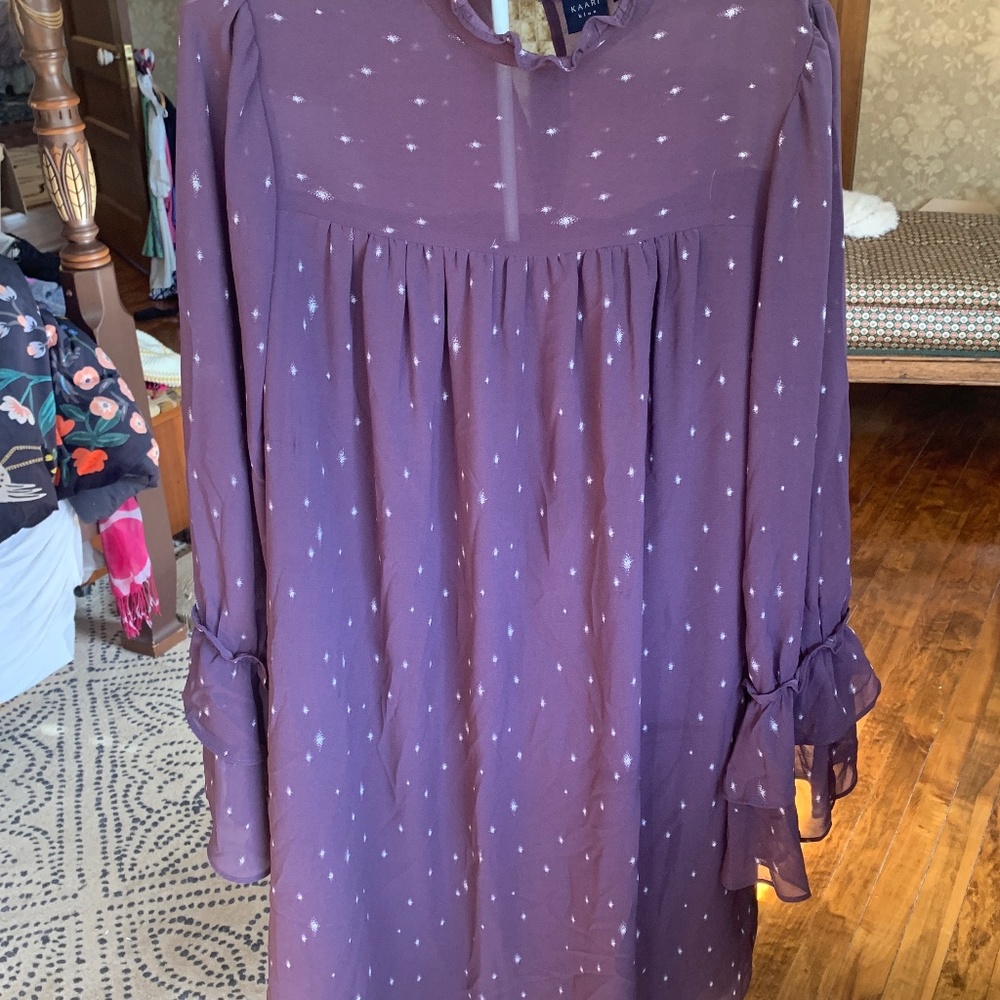 Kari blue fully lined poly bell sleeve‎ dress. Worn once